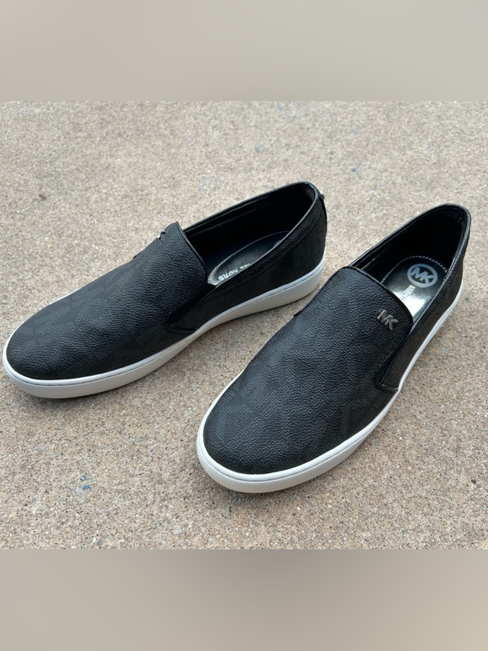 Michael Kors Black Slip-On Casual Sneakers with White Sole